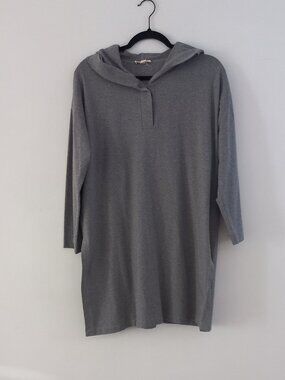 EILEEN FISHER grey hooded tunic top with side slits